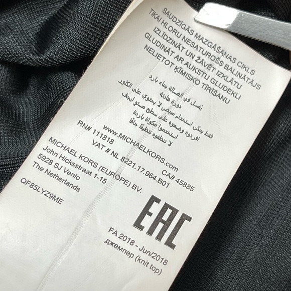 Michael Kors Women's Blouse Size Medium Black and Gray Striped Bell Sleeve - Picture 7 of 11